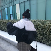 Зимно дамско яке широк модел с пухена яка в три цвята