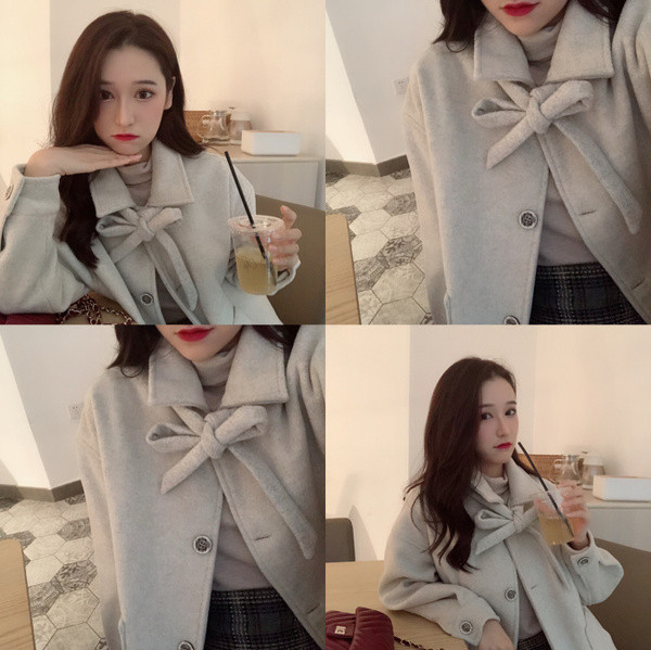 Модерно дамско палто с връзки и джобове в два цвята