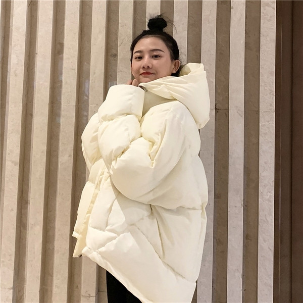 Зимно дамско яке широк модел с качулка в три цвята