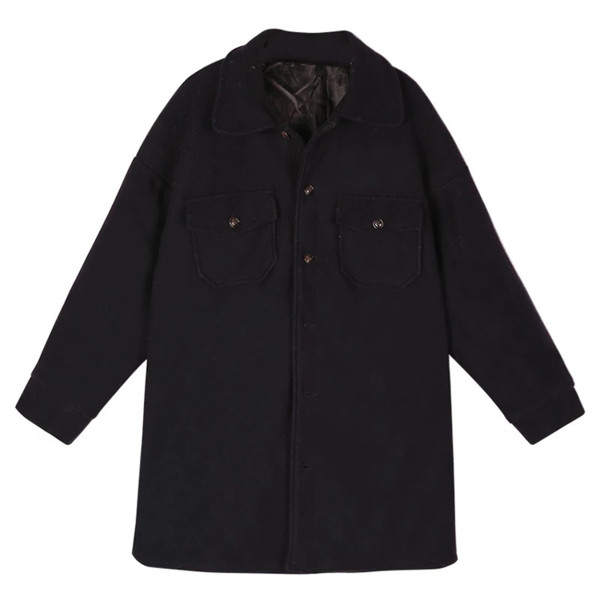 Стилно дамско палто с колан в черен цвят