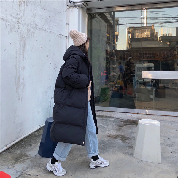 Дамско зимно дълго яке в черен и розов цвят