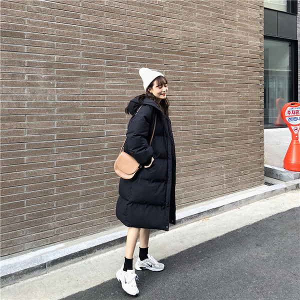 Дамско зимно дълго яке в черен и розов цвят