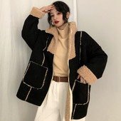 Актуално дамско яке в кафяв и черен цвят