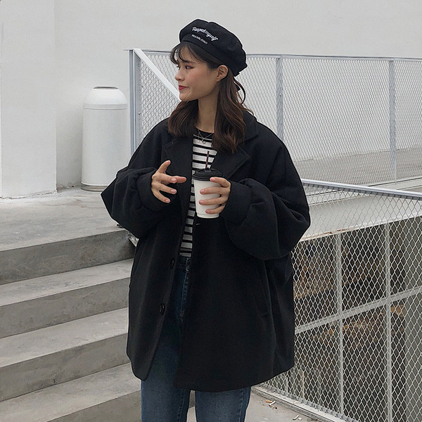 Стилно дамско палто в жълт и черен цвят - широк модел