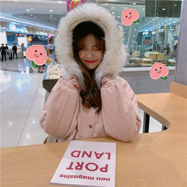 Нов модел дамско зимно яке с качулка с пух в два цвята