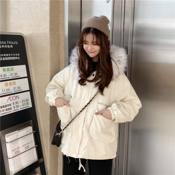 Нов модел дамско зимно яке с качулка с пух в два цвята