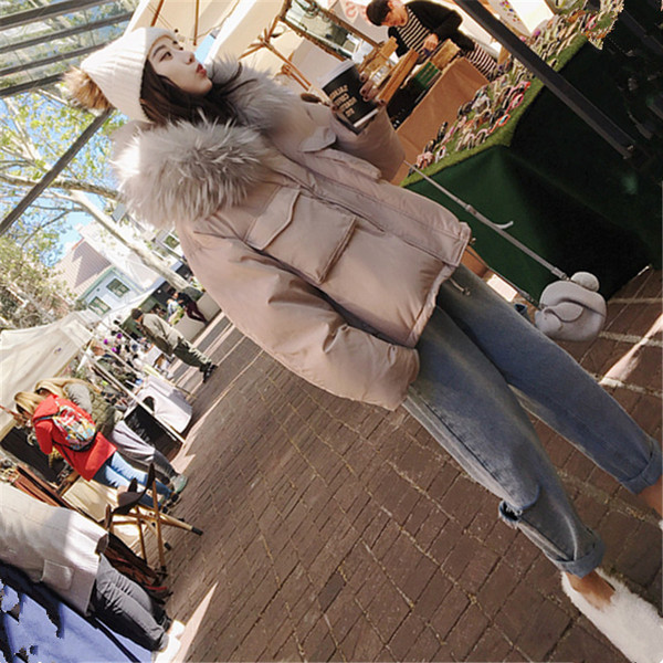 Дамско стилно яке с пух на качулката в няколко цвята