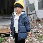 Детско изчистено зимно яке с качулка в няколко цвята подходящо за момчета и момичета