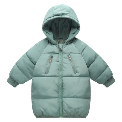 Детско изчистено зимно яке с качулка в няколко цвята подходящо за момчета и момичета