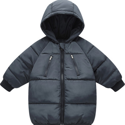 Детско изчистено зимно яке с качулка в няколко цвята подходящо за момчета и момичета