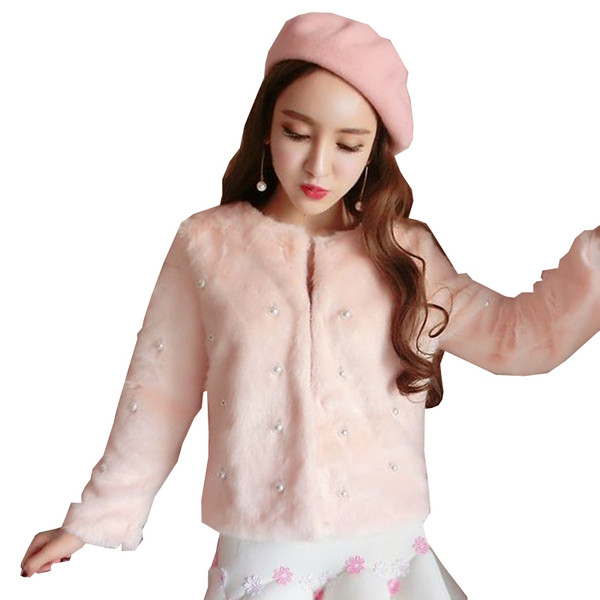 Модерно дамско палто в два цвята - бял и розов