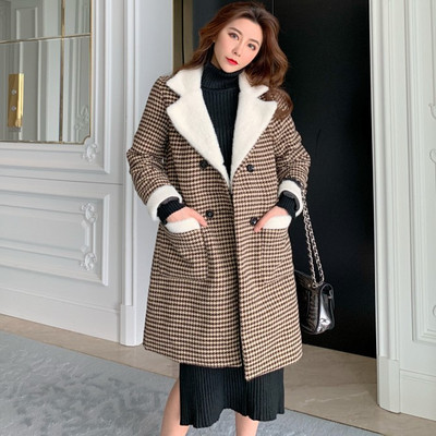 Дамско карирано палто с мека подплата в два цвята