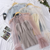 Дамска модерна риза с тюлени ръкави в няколко цвята