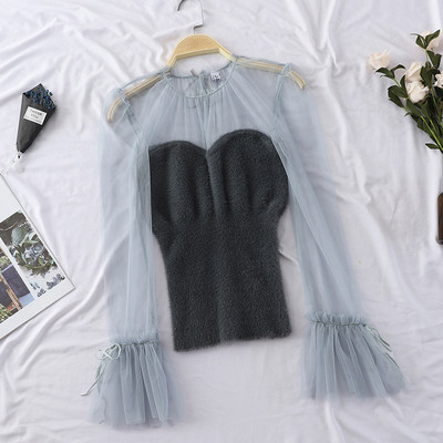 Дамска модерна риза с тюлени ръкави в няколко цвята