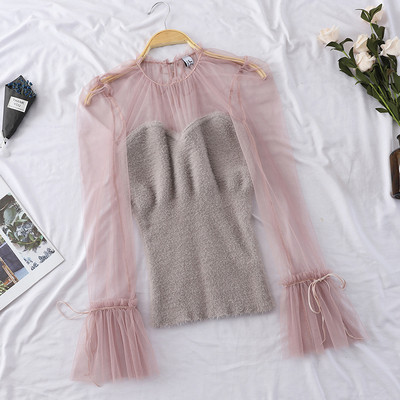 Дамска модерна риза с тюлени ръкави в няколко цвята