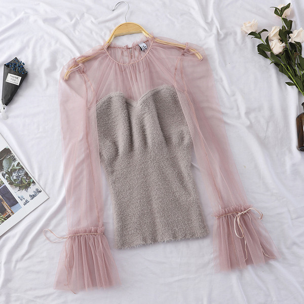 Дамска модерна риза с тюлени ръкави в няколко цвята