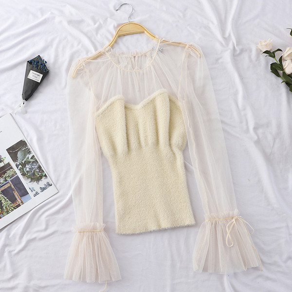 Дамска модерна риза с тюлени ръкави в няколко цвята