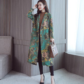 Дълго дамско палто в два цвята с флорални мотиви