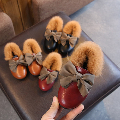 Παιδικές μπότες για κορίτσια οικολογικού δέρματος με χνούδι σε τρία χρώματα