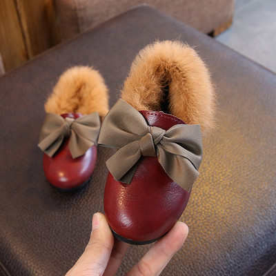 Детски боти за момичета от еко кожа с пух в три цвята