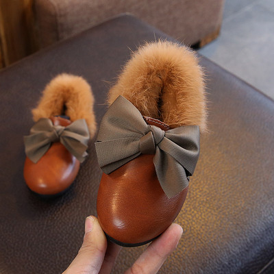 Детски боти за момичета от еко кожа с пух в три цвята