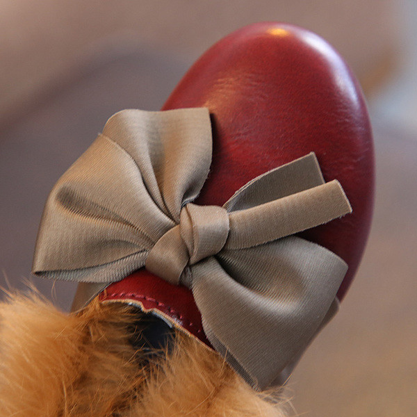 Детски боти за момичета от еко кожа с пух в три цвята