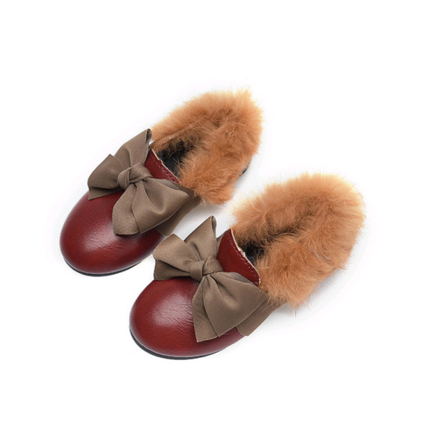 Детски боти за момичета от еко кожа с пух в три цвята