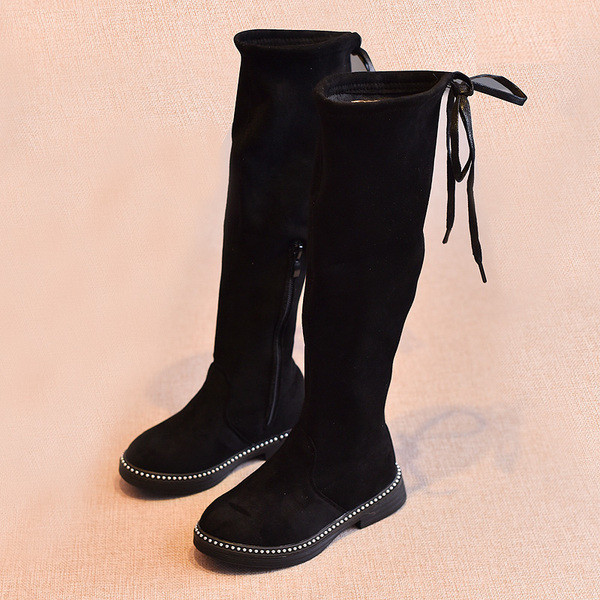 Детски ботуши за момичета в черен и кафяв цвят