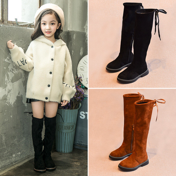 Детски ботуши за момичета в черен и кафяв цвят