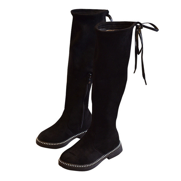 Детски ботуши за момичета в черен и кафяв цвят