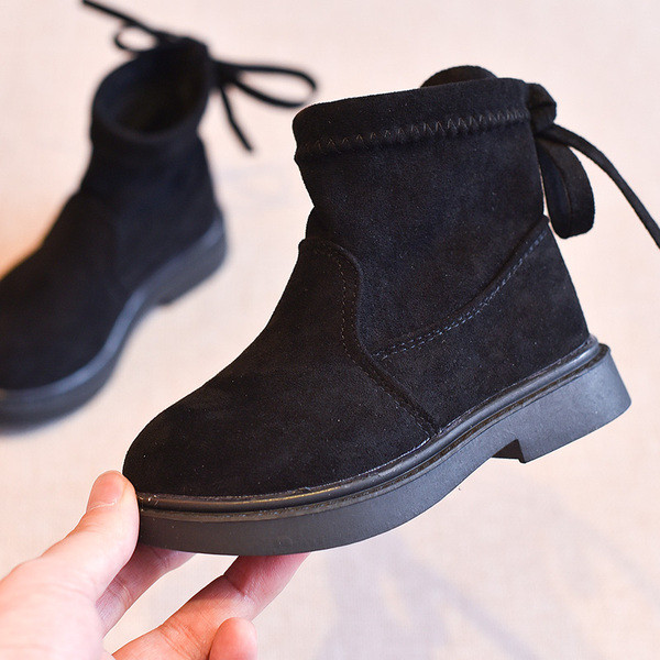 Детски боти за момичета с панделка в три цвята