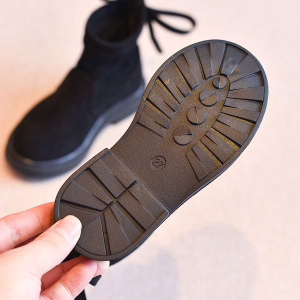 Детски боти за момичета с панделка в три цвята