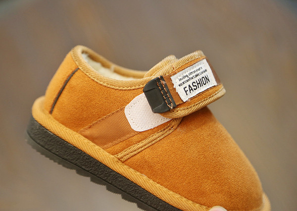 Детски зимни обувки с лепенки за момичета и момчета в черен и кафяв цвят