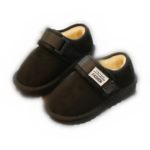 Детски зимни обувки с лепенки за момичета и момчета в черен и кафяв цвят