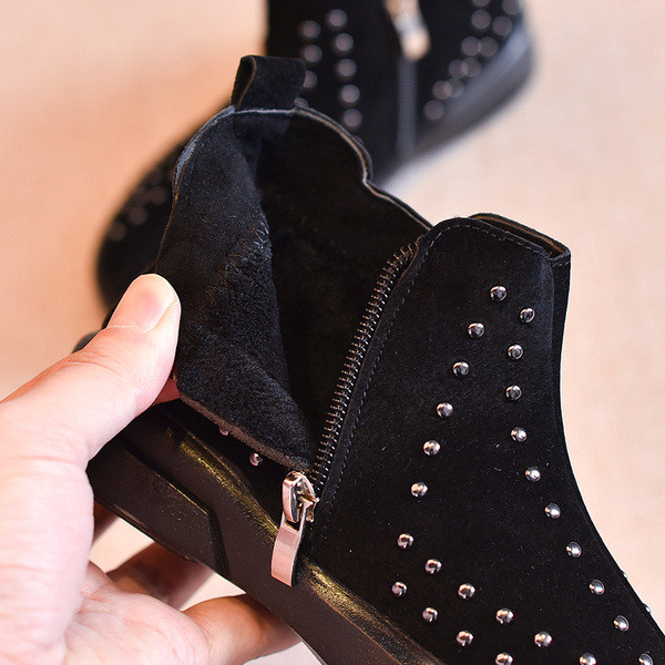 Детски стилни боти за момичета с метална декорация в три цвята