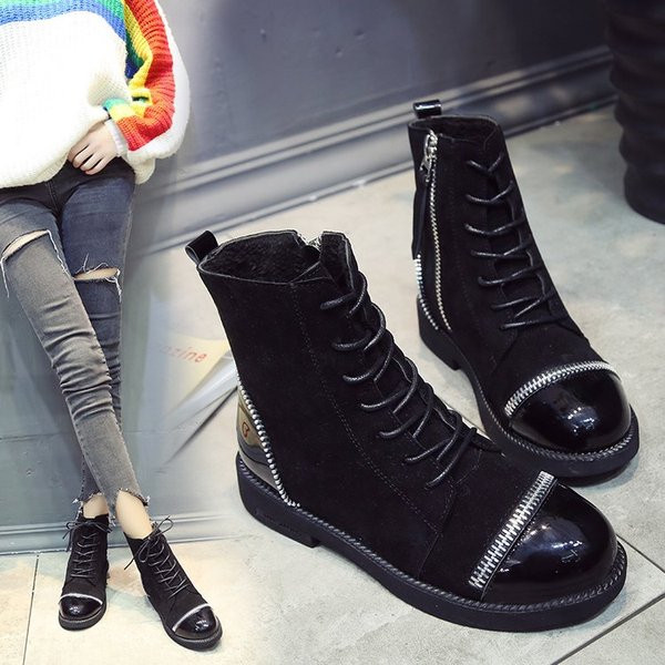 Модерни дамски боти с ципове и връзки в три цвята