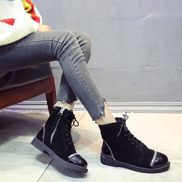 Модерни дамски боти с ципове и връзки в три цвята