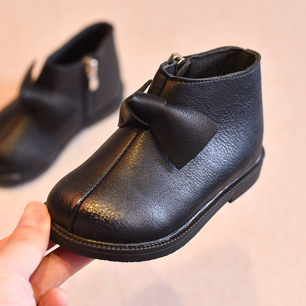 Детски боти за момичета с декорация панделка 