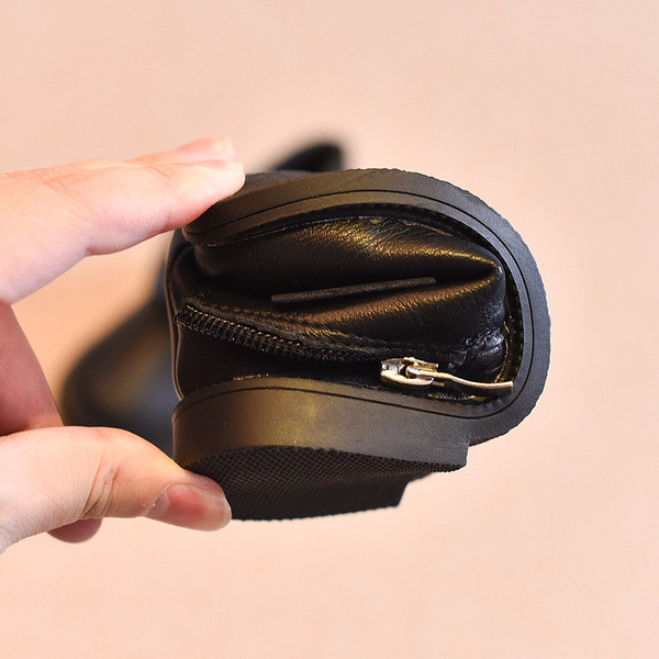 Детски боти за момичета с декорация панделка 