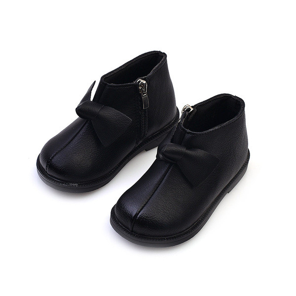 Детски боти за момичета с декорация панделка 