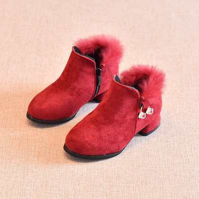 Боти за момичета с пух в три цвята