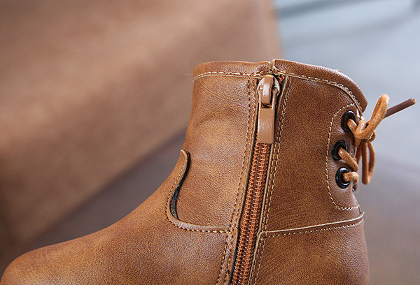 Детски зимни боти за момичета от еко кожа в зелен, кафяв и червен цвят