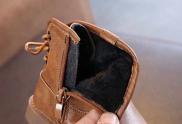 Детски зимни боти за момичета от еко кожа в зелен, кафяв и червен цвят