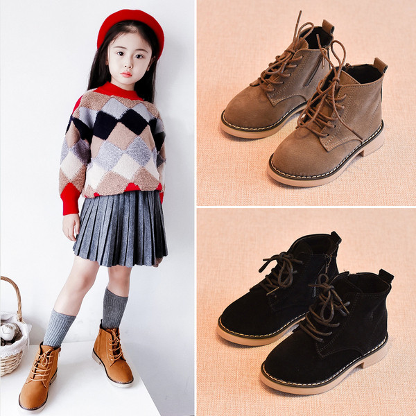 Детски зимни боти за момичета с връзки в три цвята