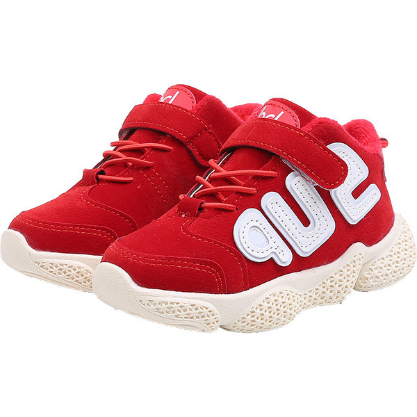 Детски маратонки с топла подплата за момчета в черен и червен цвят