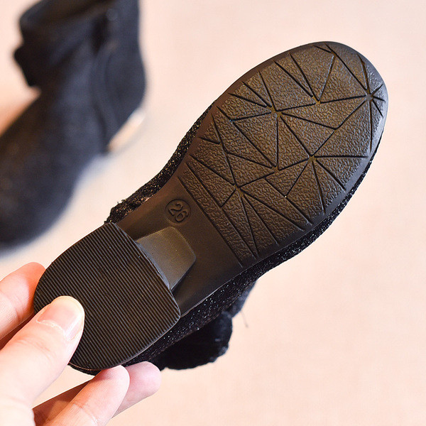 Детски ботуши за момичета с панделка в три цвята