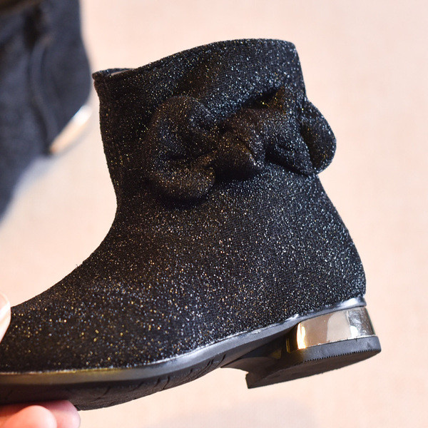 Детски ботуши за момичета с панделка в три цвята