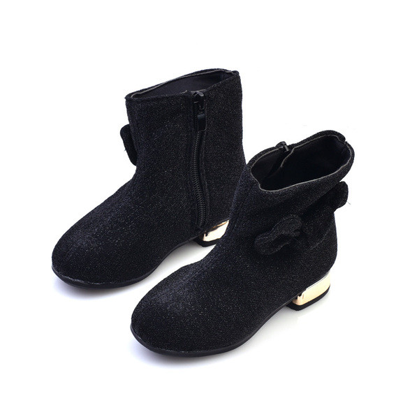 Детски ботуши за момичета с панделка в три цвята