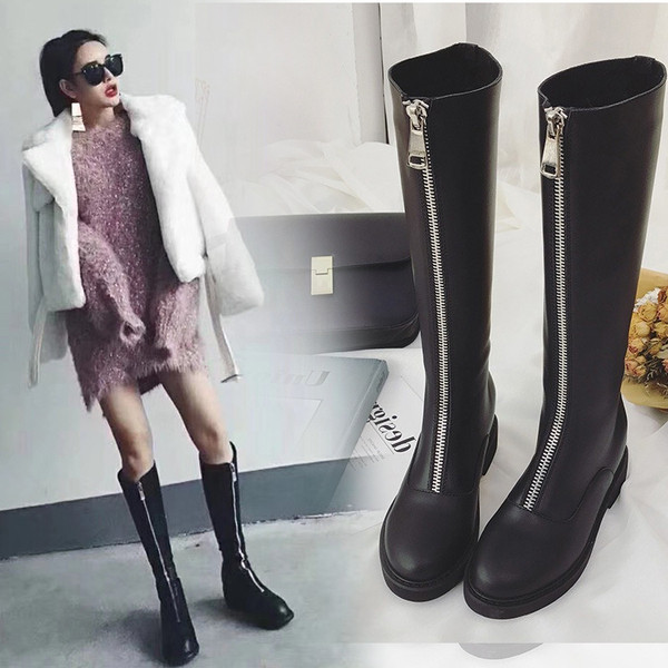 Cizme de dama elegante cu fermoar din piele ecologica