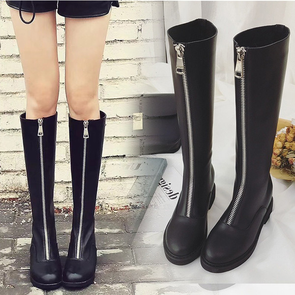 Cizme de dama elegante cu fermoar din piele ecologica